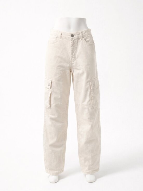 wild fable Pants - Wild Fable Wide Leg Tapered at Ankle Cargo Pants Cream Size Small NWT